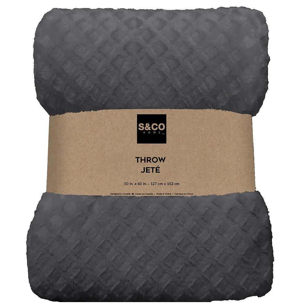 Jeté texturé 48 po x 60 po losanges charbon maison et style