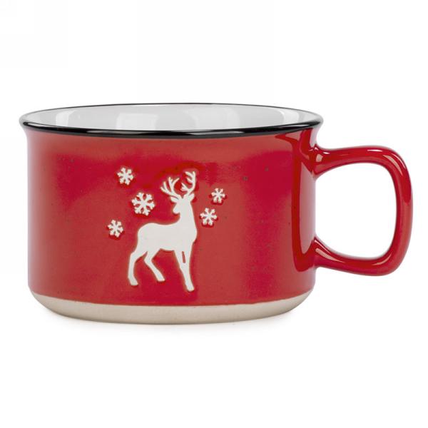 Bol pour latté 5 po x 3 po rouge motif cerf maison et style