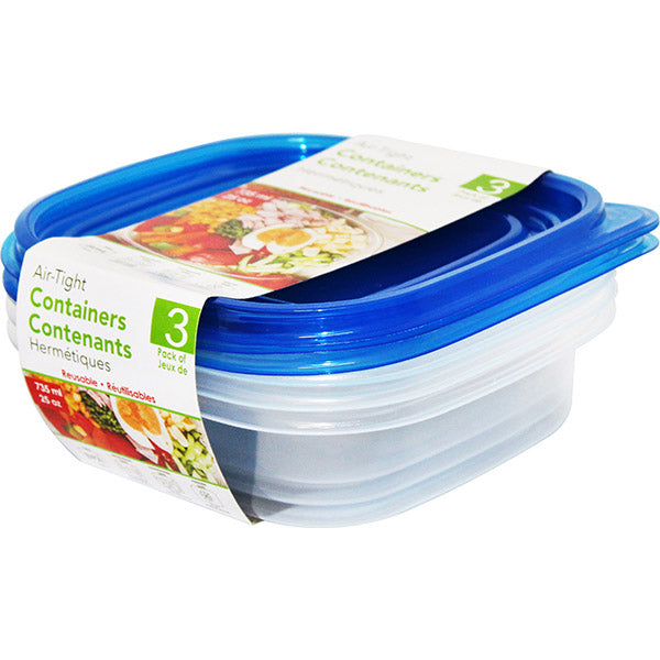 Plat en plastique carré 735 ml (paquet de 3)