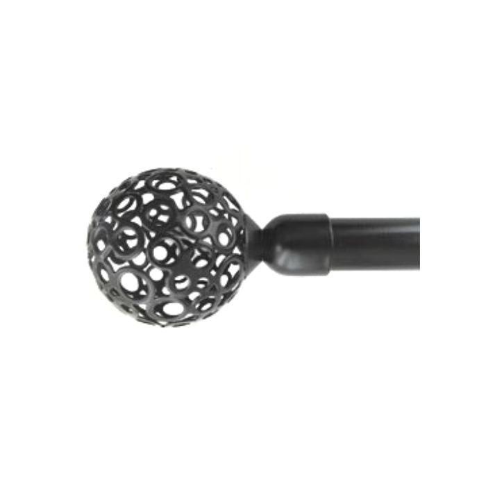 Tringle à rideau embout boule trouée noir