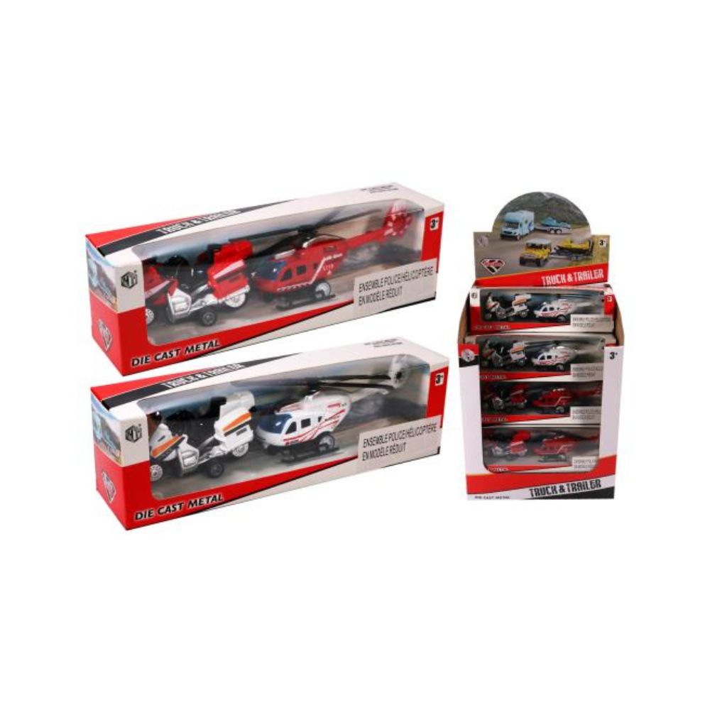 Véhicules de police moto et hélicoptère Die Cast (3 ans et +)
