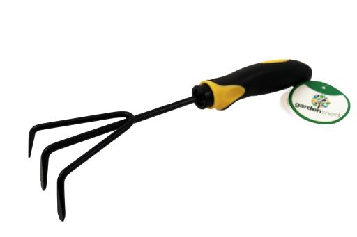 Râteau de jardinage en métal manche jaune 12,5 po