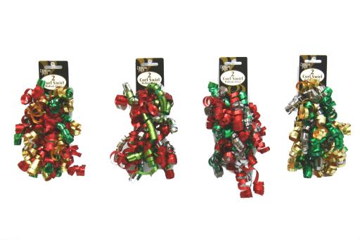 Chou frisé métallique couleur de Noël (paquet de 2)