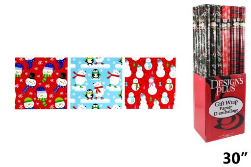 Papier d'emballage de Noël 30 po x 192 po (1 rouleau)