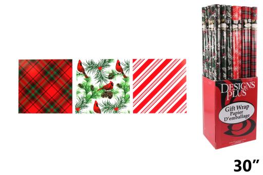 Papier d'emballage de Noël 30 po x 192 po (1 rouleau)