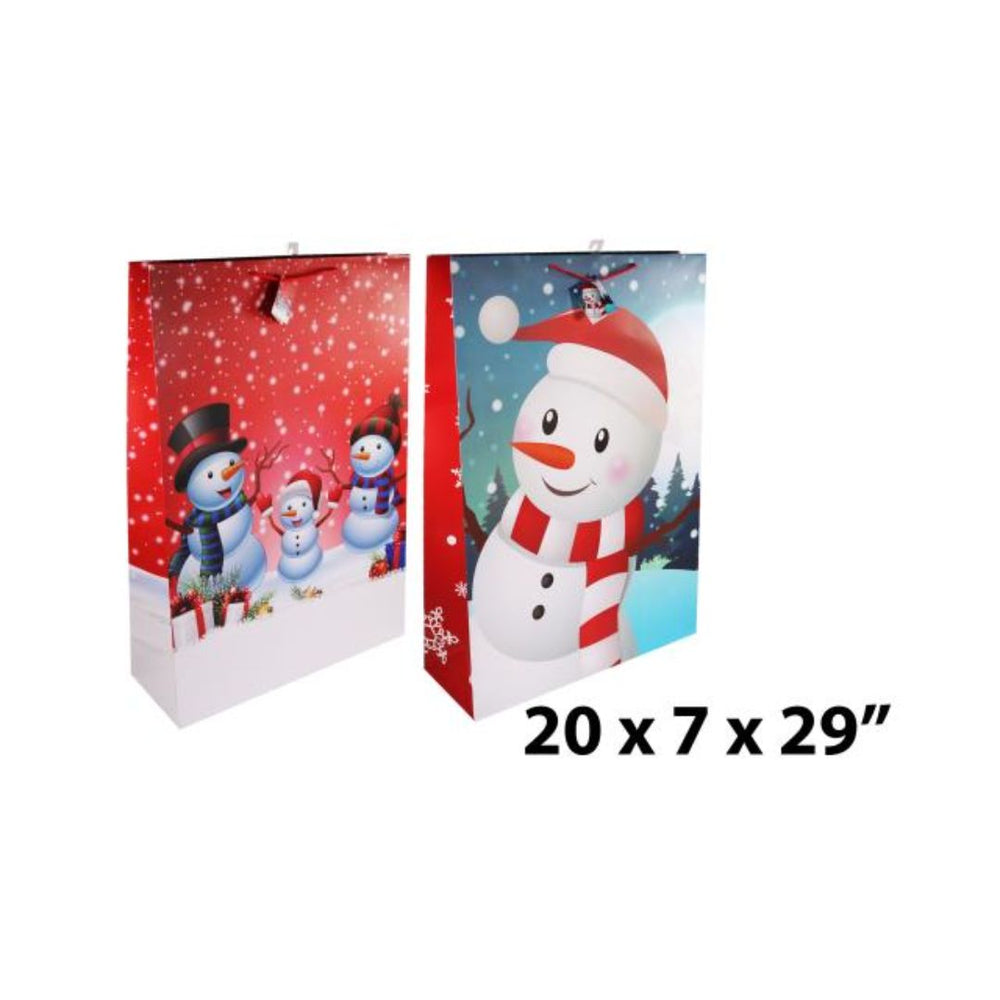 Sac cadeau géant 20 po x 7 po x 29 po bonhomme de neige
