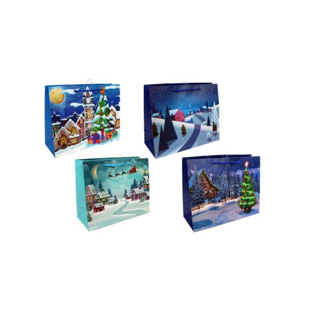Sac cadeau grand horizontal paysage d'hiver
