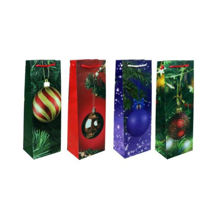 Sac cadeau à bouteille de vin boule de Noël