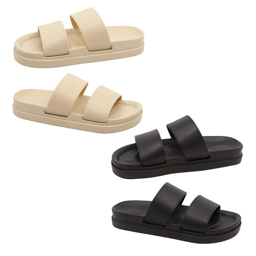 Sandales à glissière pour dame noir/beige