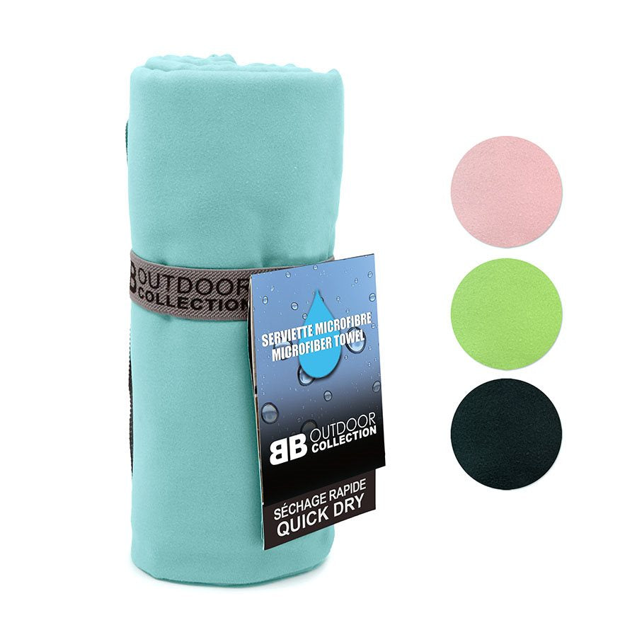 Serviette de plage en microfibre de couleur unie