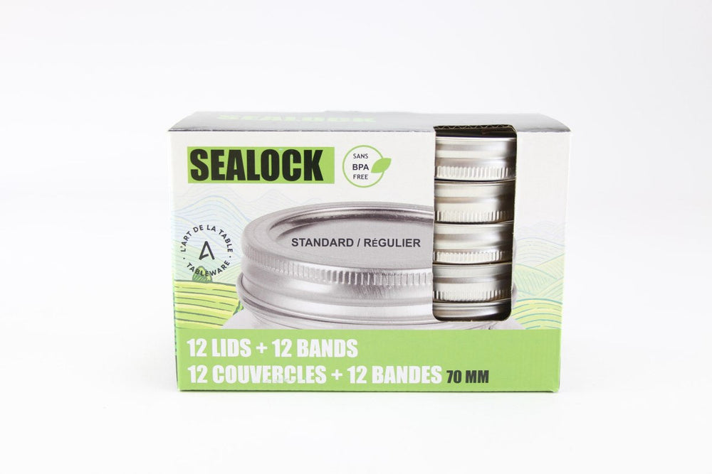 Couvercle et disque pour pot Mason Sealock standard (paquet de 12)