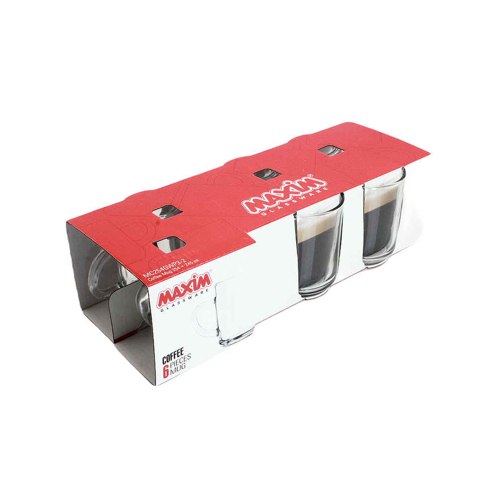 Tasse à café en verre 245 ml Maxim (paquet de 6)