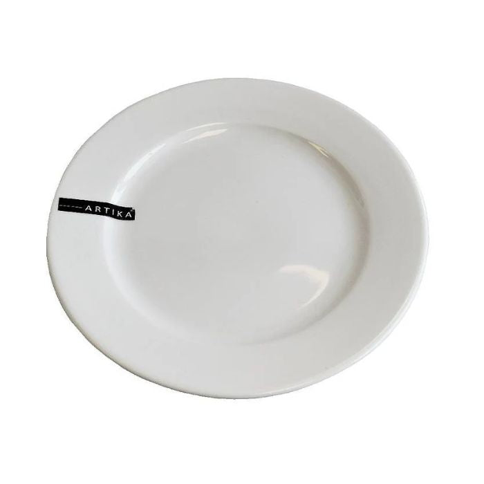 Assiette ronde 11 po en porcelaine à bord large Artika blanc