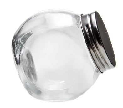 Jarre en verre rond avec couvercle en métal