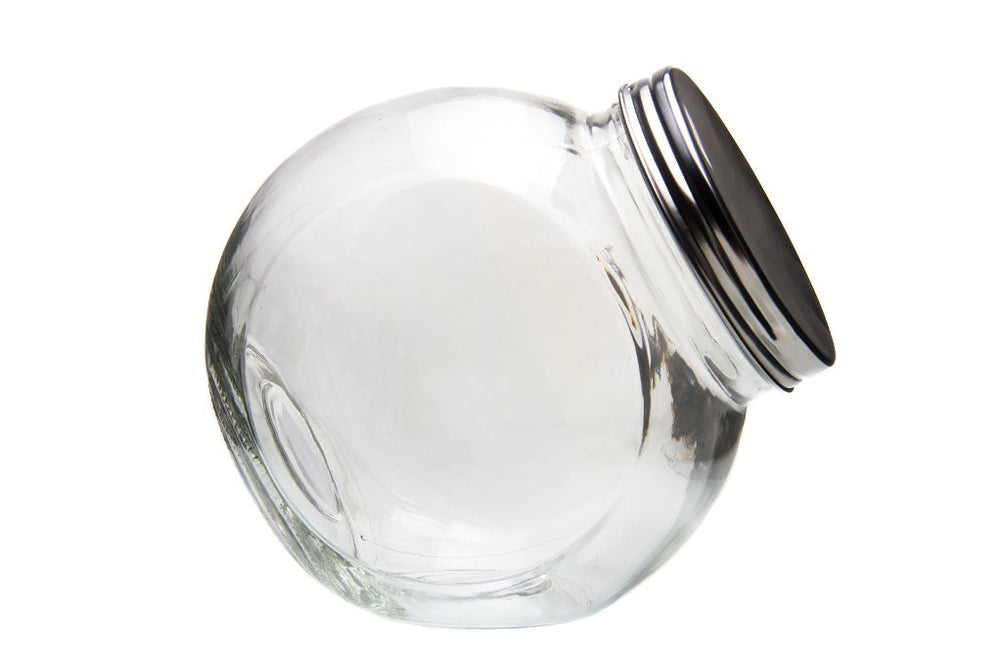 Jarre en verre rond avec couvercle en métal