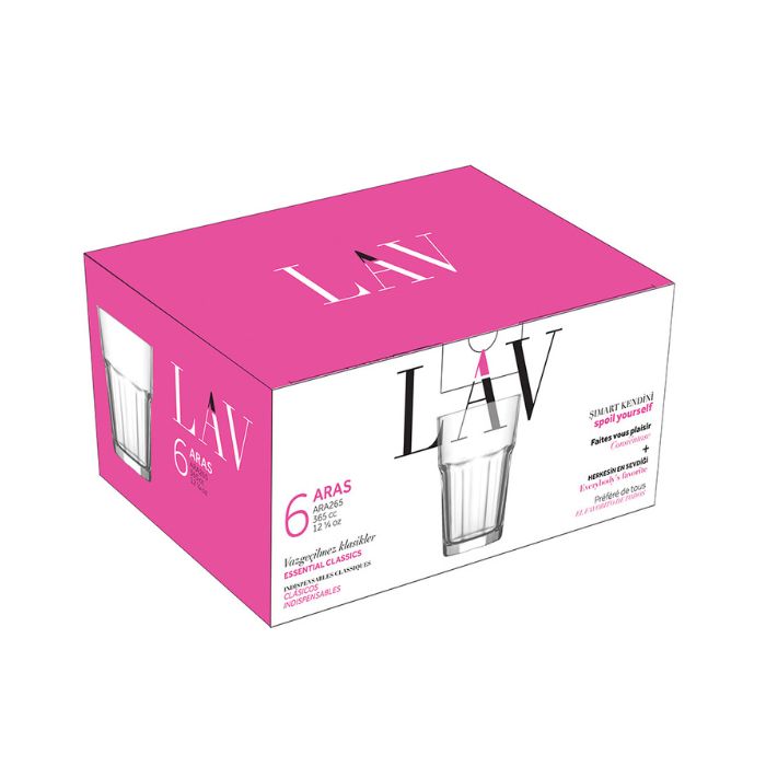 Verre allongé qui s'empile 12,25 oz Aras (paquet de 6)