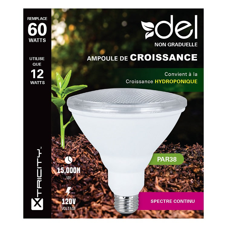 Ampoule de croissance pour plantes PAR38 DEL 12 W