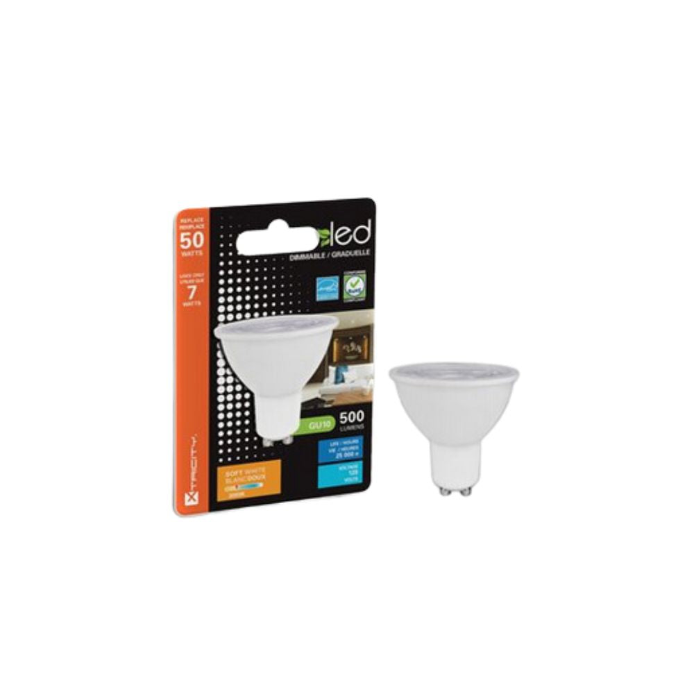Ampoule DEL type GU10 intensité variable 7W / 500L / 3000k / blanc doux