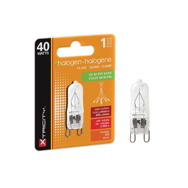 Ampoule halogène type T4 JC intensité variable 40W / blanc doux