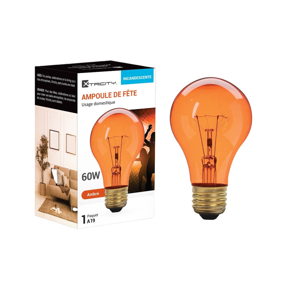 Ampoule festivité type A19 intensité variable 60W / ambre