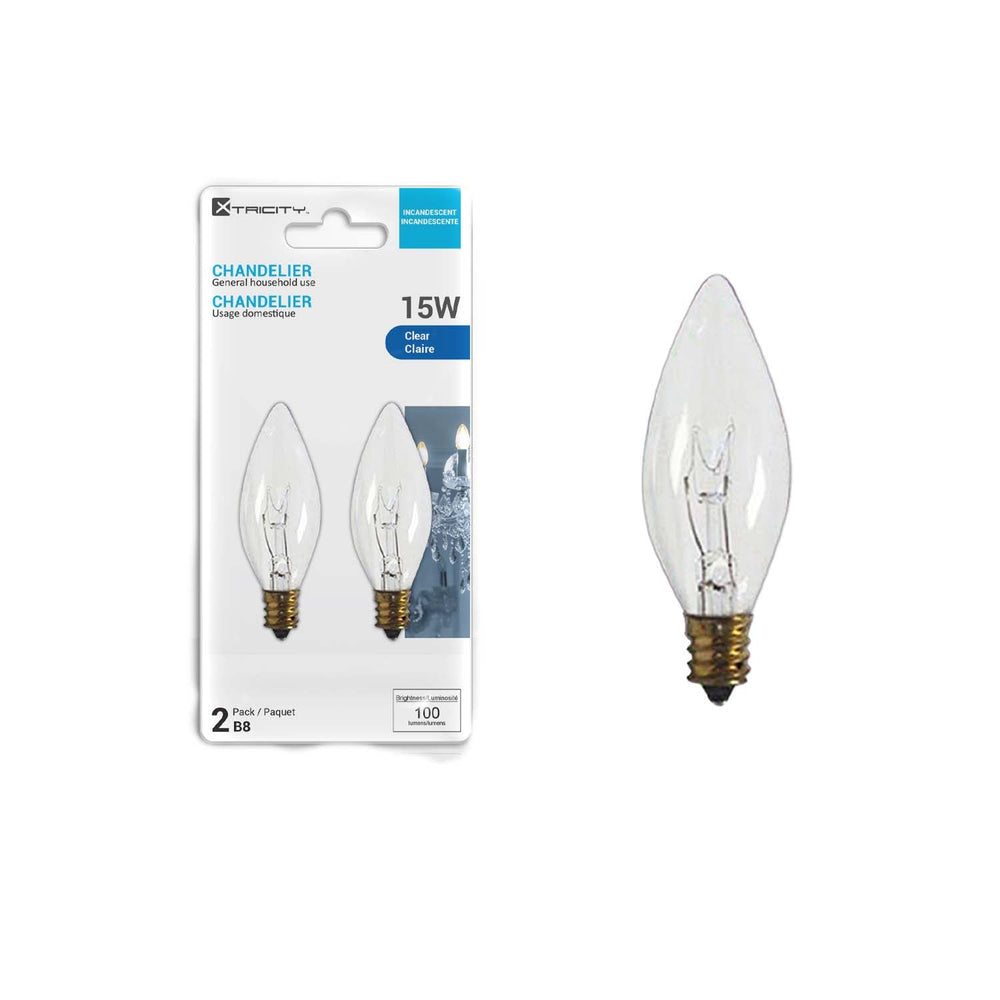 Ampoule chandelier type B8 intensité variable 15W / blanc doux (paquet de 2)