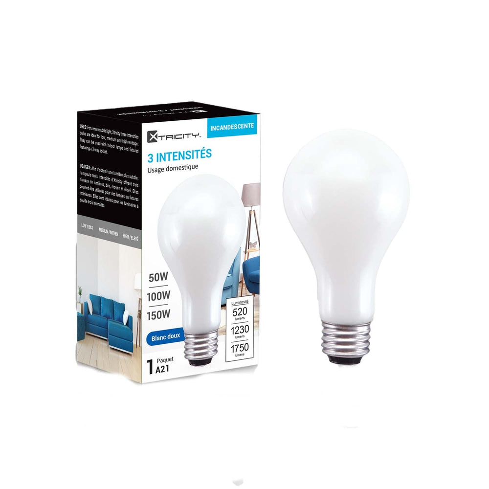 Ampoule 3 intensités type A21 50W / 100W / 150W / blanc doux