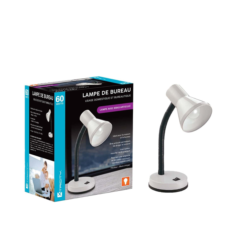 Lampe de table à bras articulé 14 po / 60W / blanc