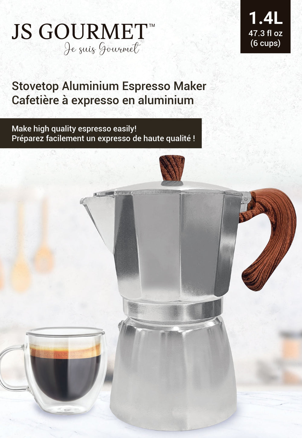 Cafetière à expresso 1,4 L en aluminium