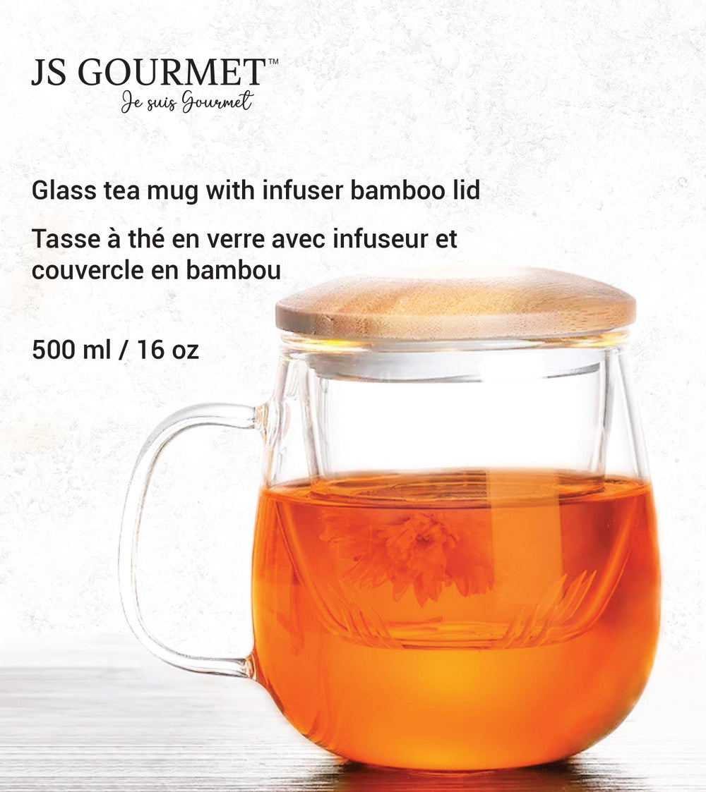 Tasse avec filtre infuseur et couvercle en bambou