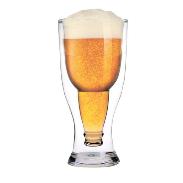 Verre à bière 450 ml double paroi illusion bouteille de bière renversée