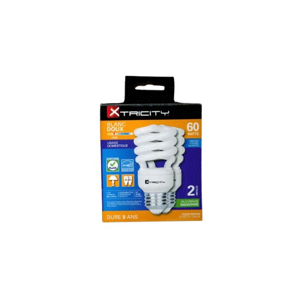 Ampoule type T2 spirale FCL 13W / blanc doux (paquet de 2)