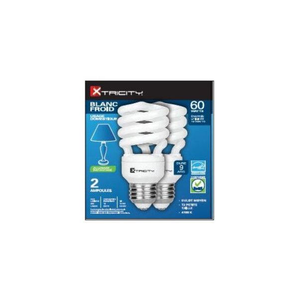 Ampoule type T2 spirale FCL 13W / blanc froid (paquet de 2)