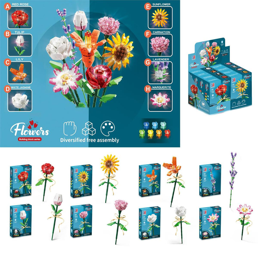 Fleur lumineuse en mini blocs à assembler