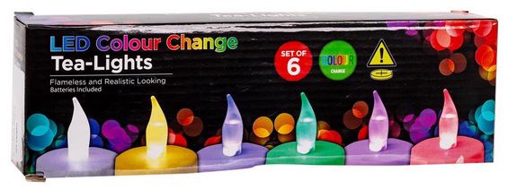 Chandelle réchaud au DEL à couleur changeante (boîte de 6)