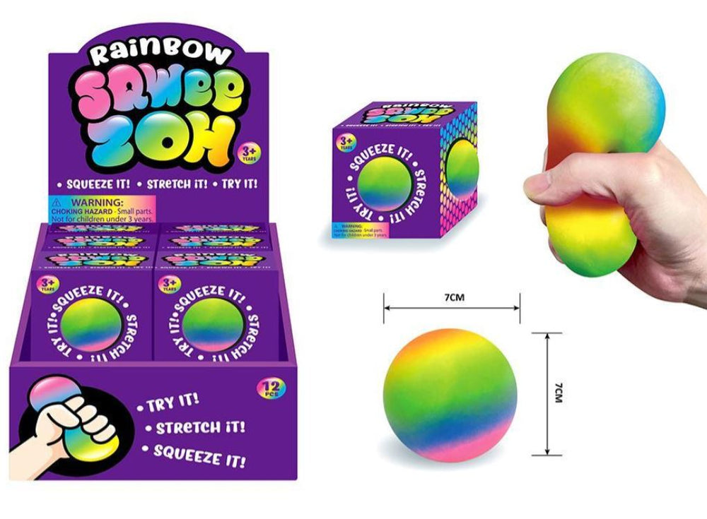 Balle à presser 3 po arc-en-ciel (3 ans et +)