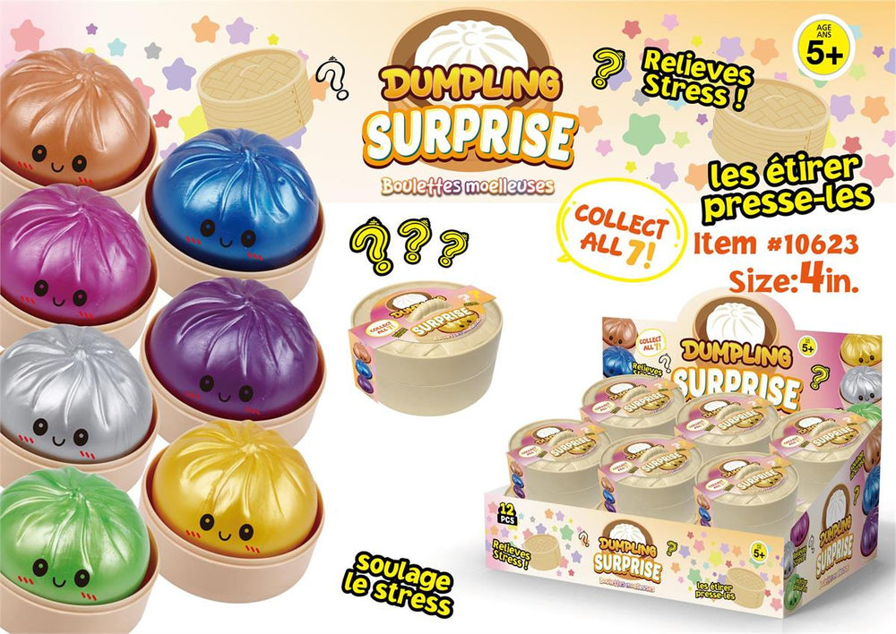 Squishy Dumpling jouet mystère à presser 4 po couleur métallique