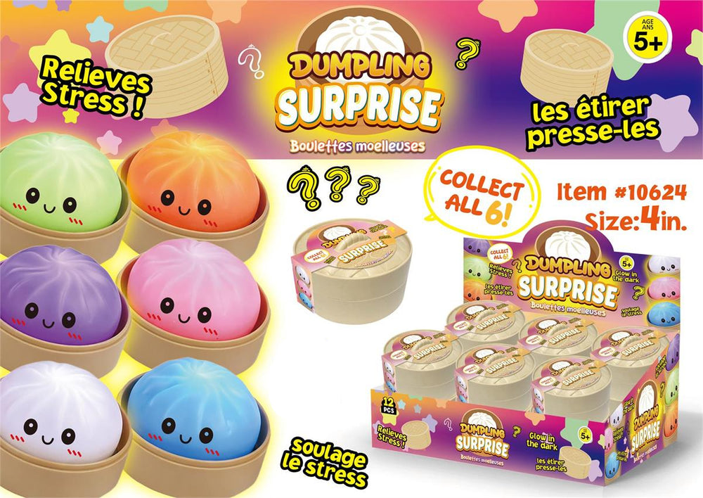 Squishy Dumpling jouet mystère à presser 4 po brillant dans le noir