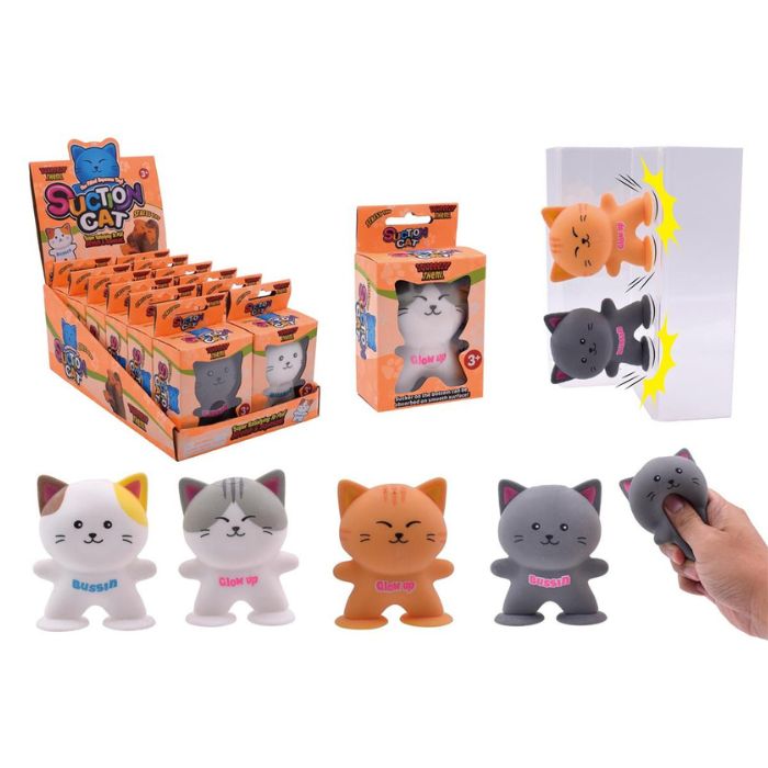 Chat sensoriel anti-stress à presser avec jambes à succion (3 ans et +)