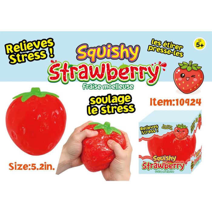 Fraise sensorielle anti-stress à presser 5 po (5 ans et +)