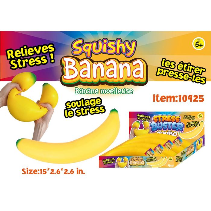 Banane jumbo sensorielle anti-stress à presser 15 po (5 ans et +)