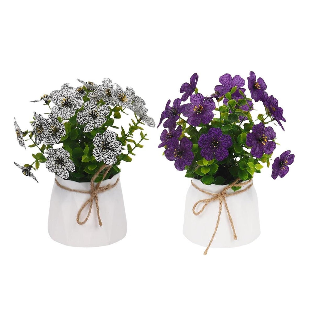 Fleurs artificielles 4 po x 4 po x 9 po dans un pot blanc