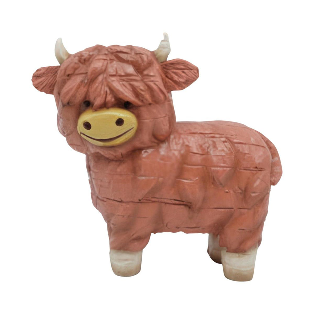 Vache Highland décorative 5 po x 2 po x 5 po en résine