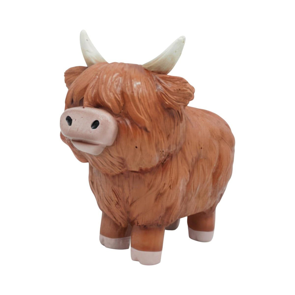 Vache Highland décorative 4 po x 6 po x 5,5 po en résine