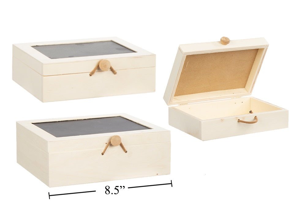Boîte en bois avec dessus tableau à craie 7 po x 5,25 po x 2,25 po