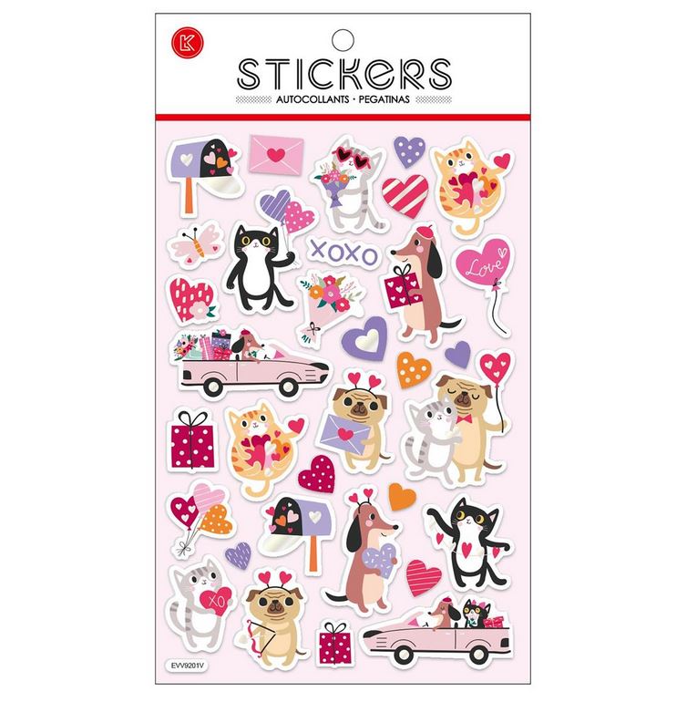 Autocollants chiens et chats St-Valentin
