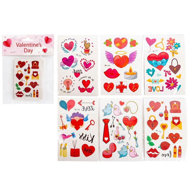 Tatouages de la St-Valentin (6 feuilles)