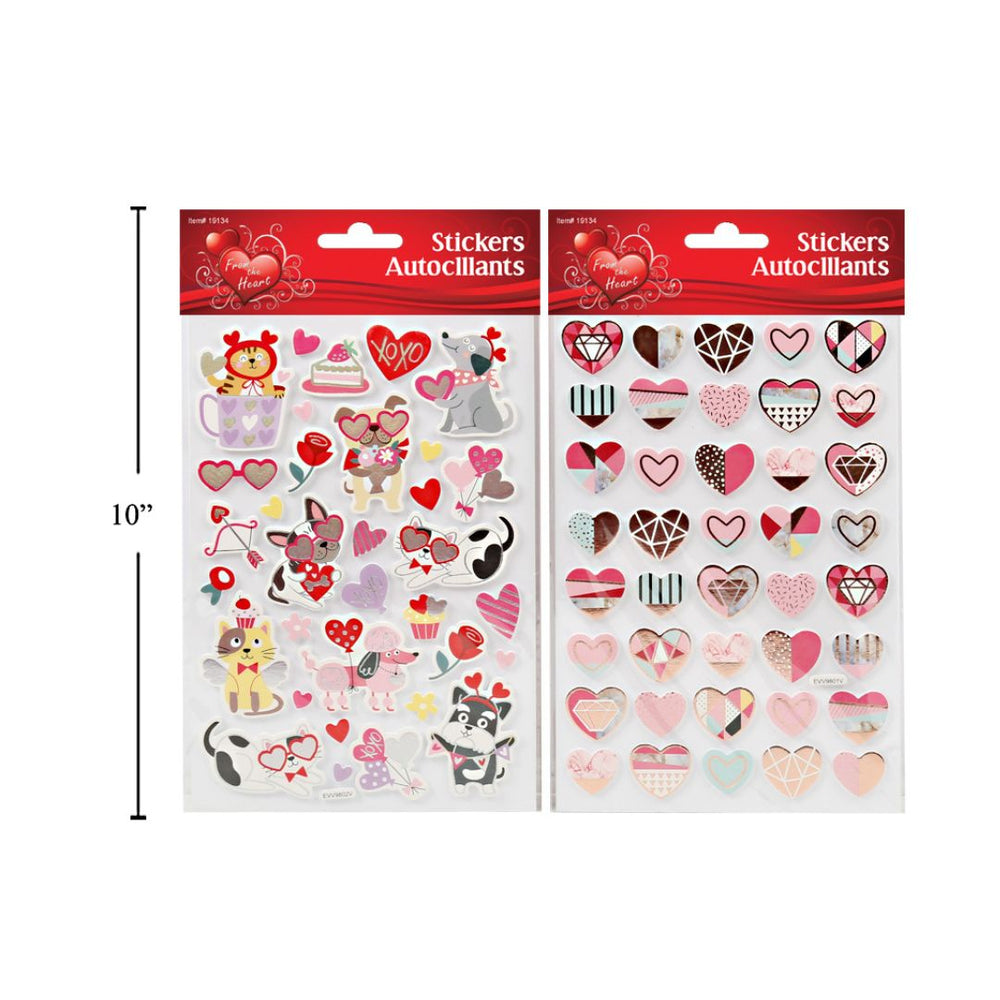 Autocollants coeurs ou animaux St-Valentin