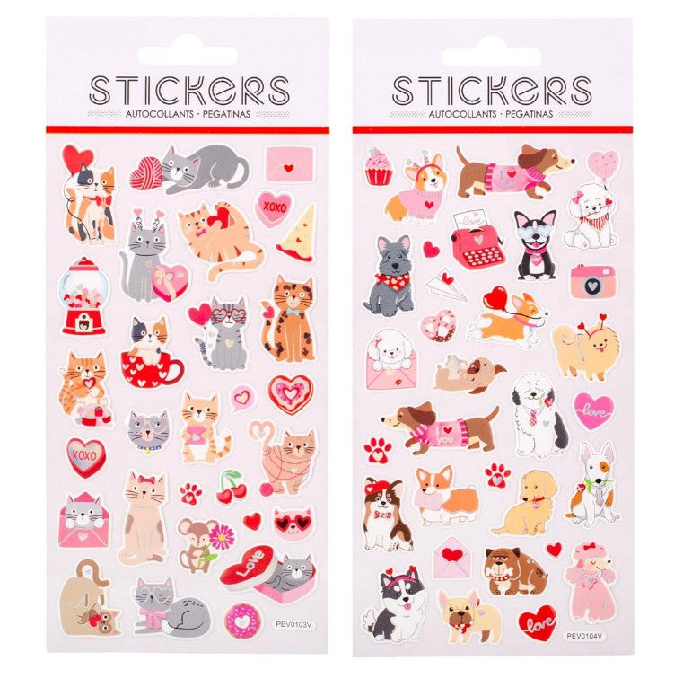 Autocollants chats/chiens et coeurs