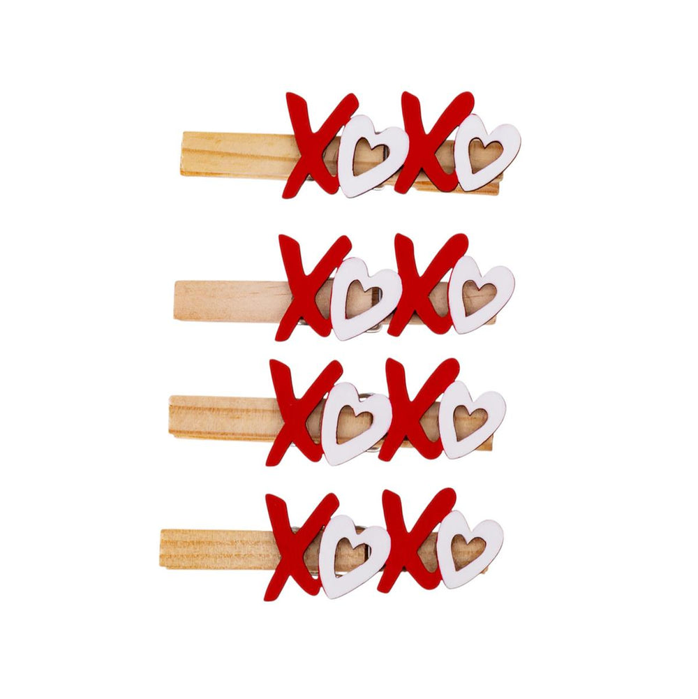 Pince en bois XOXO (paquet de 6)