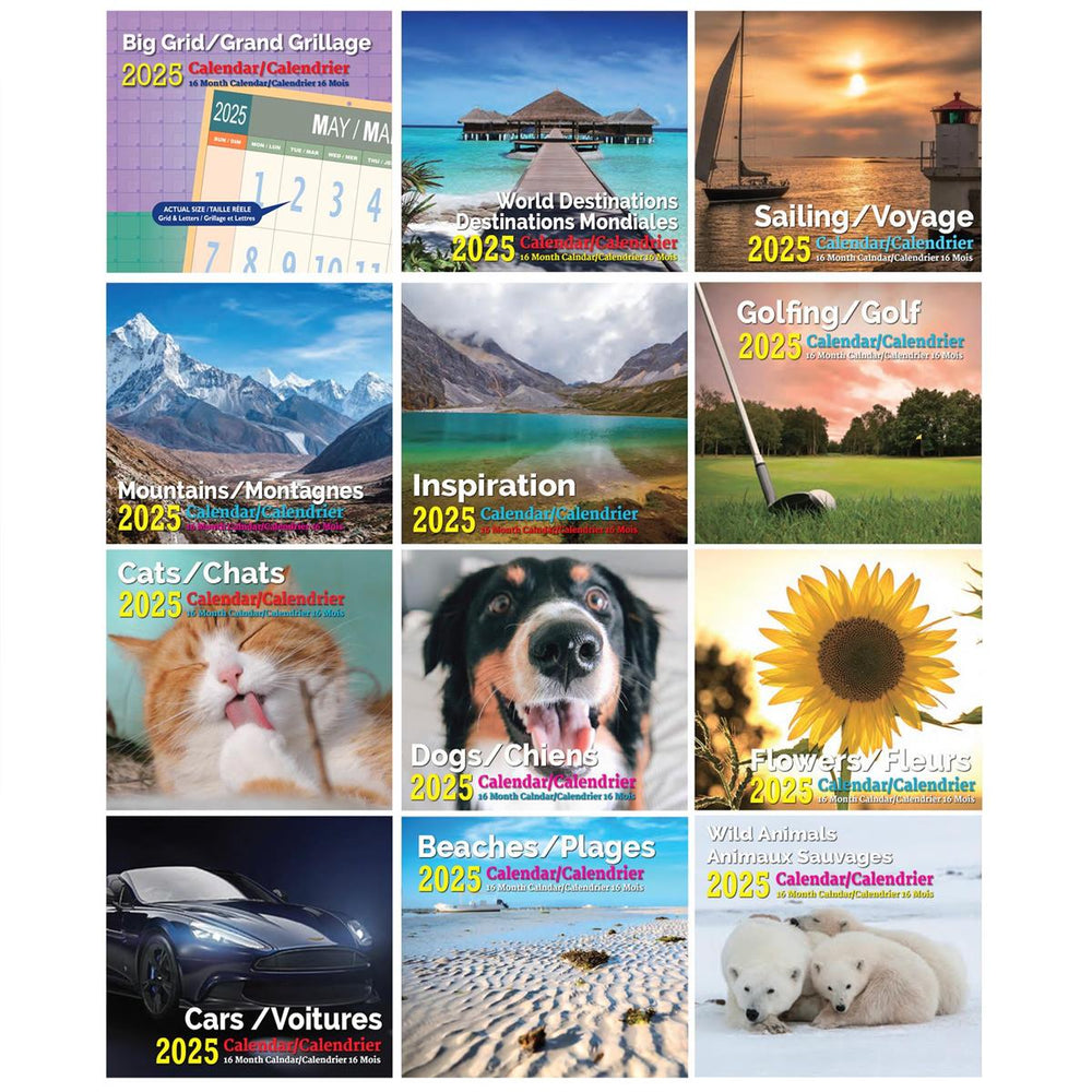 Calendrier mensuel 16 mois 12 po x 11 po bilingue